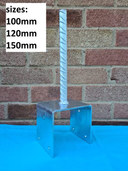 GALVANISED WIDE U SHAPE TYPE FENCE POST FOOT SUPPORT with PIN,100mm (4 ...