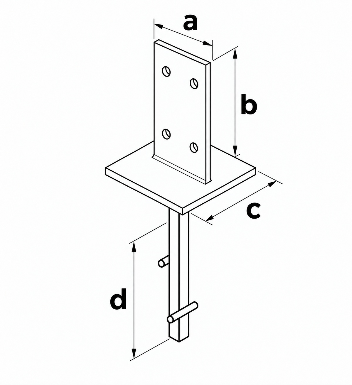 GALVANISED INTERNAL FENCE POST SUPPORT/ANCHOR ON PROFILE/PIN PIN 100mm / 150mm / 200mm - Image 15