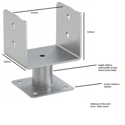 special order 150mm post support made with stainless steel