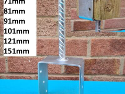 U SHAPE/TYPE WITH PIN FENCE POST FOOT,SUPPORT, ANCHOR; 3mm THICK HEAVY DUTY, GALVANISED