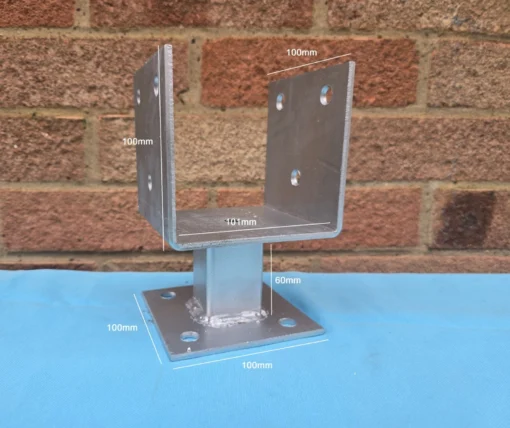 ELEVATED U POST BASE/GALVANISED STEEL,60MM ELEVATION,100mm 150mm - A.D ...
